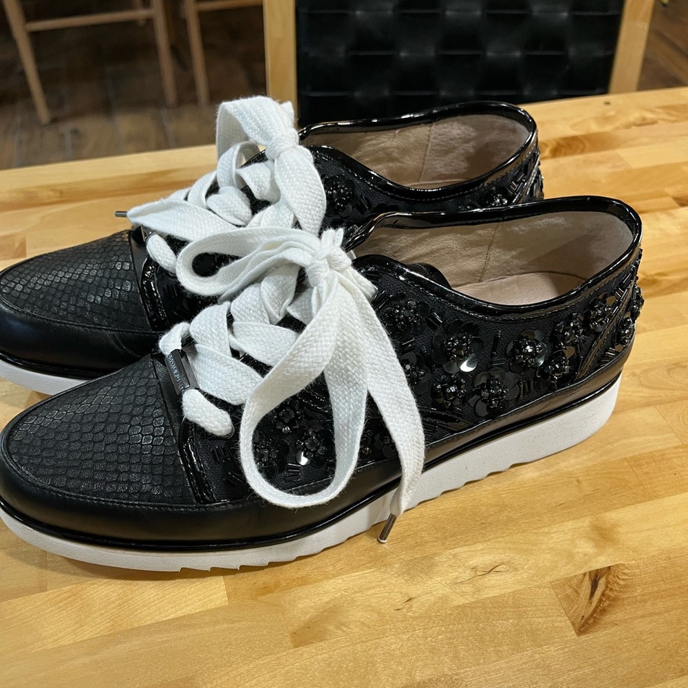 Donald J  Pliner Black Embellished Women's Sneakers